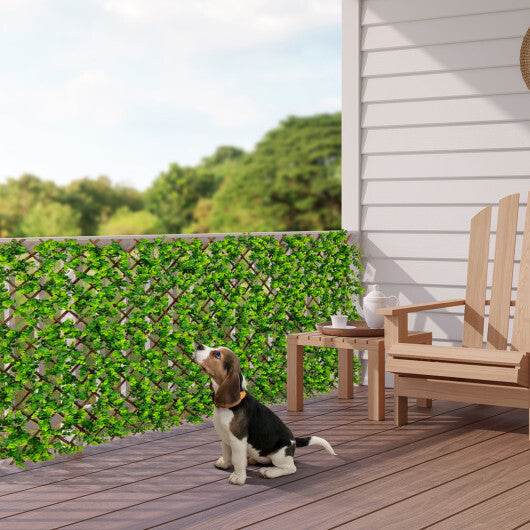 Expandable Fence Privacy Screen with Sun-Protective Artificial Hedge for Balcony Patio W2B