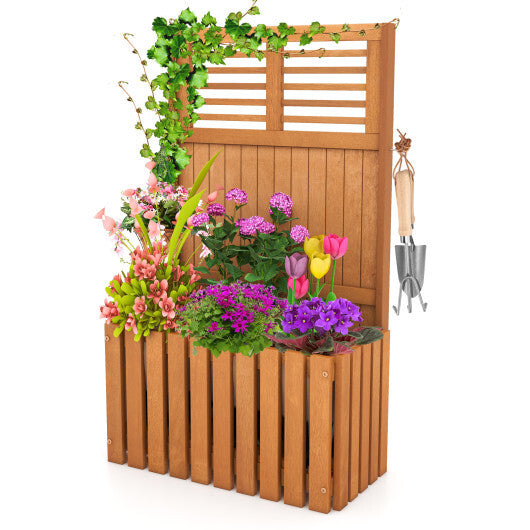 Wooden Raised Garden Bed with Privacy Screen