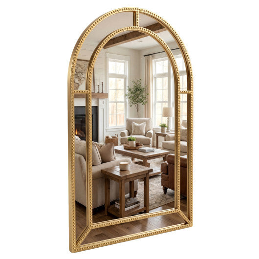 36 x 24 Inch Decorative Mirror with Beaded Frame for Living Room-Gold W2B