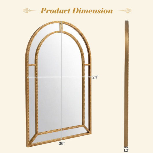36 x 24 Inch Decorative Mirror with Beaded Frame for Living Room-Gold W2B