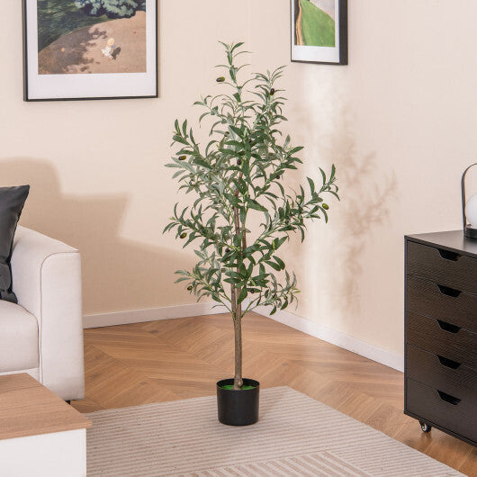 4.5 Feet Tall Artificial Olive Tree Fake Potted Trees with Realistic Fruits-Set of 2 W2B