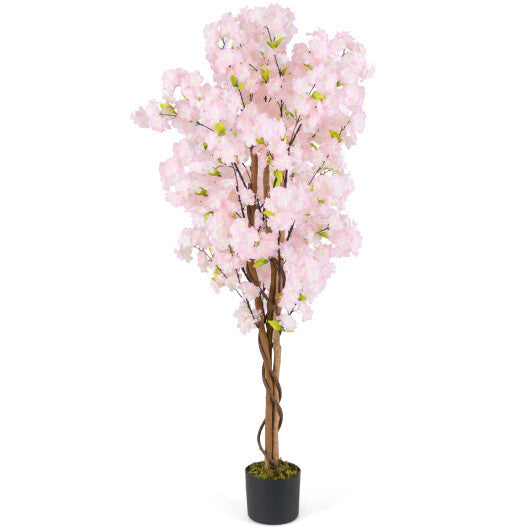 5 FT Tall Artificial Cherry Blossom Tree with Pink Flowers-1 Pack W2B