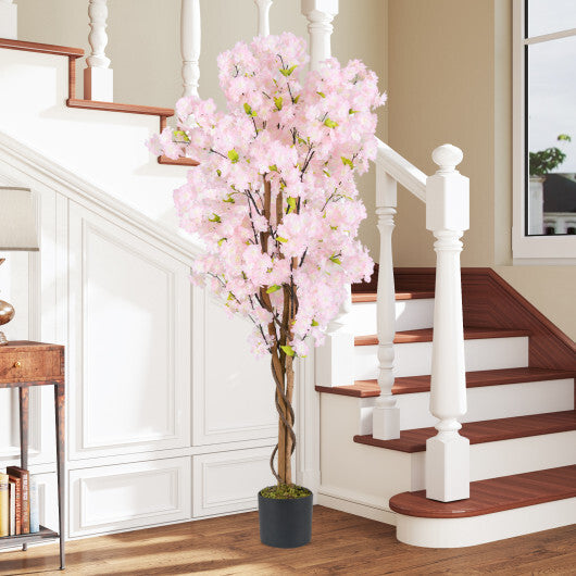 5 FT Tall Artificial Cherry Blossom Tree with Pink Flowers-1 Pack W2B