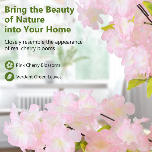 5 FT Tall Artificial Cherry Blossom Tree with Pink Flowers-1 Pack W2B
