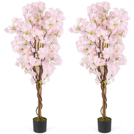 5 FT Tall Artificial Cherry Blossom Tree with Pink Flowers-1 Pack W2B
