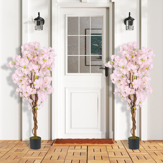 5 FT Tall Artificial Cherry Blossom Tree with Pink Flowers-1 Pack W2B