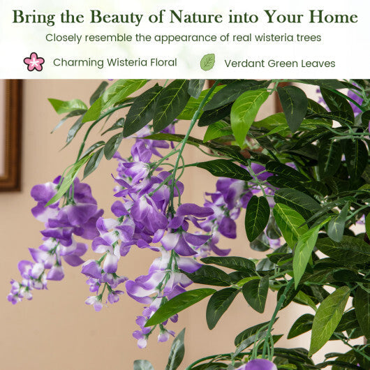 5.5 FT Faux Wisteria Plant in Nursery Pot with Blooming Flowers Set of 2-Purple W2B