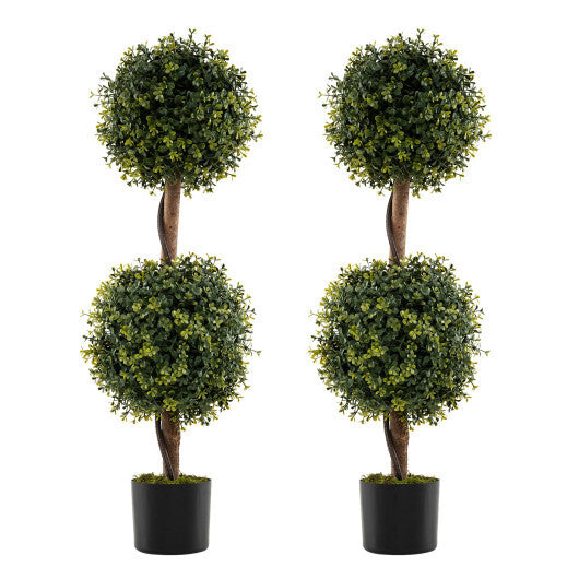 Set of 2 Artificial Double Topiary Ball Trees
