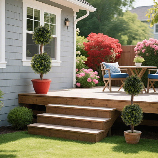 Set of 2 Artificial Double Topiary Ball Trees