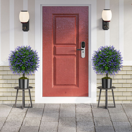 23 Inch Set of 2 Artificial Lavender Topiary Ball Trees with Cement-Filled Pot-Purple W2B