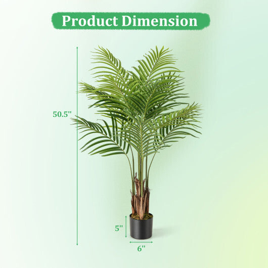 2 Pack 4.2 Feet Tall Artificial Palm Paradise Plant Large Fake Potted Tree-Green W2B