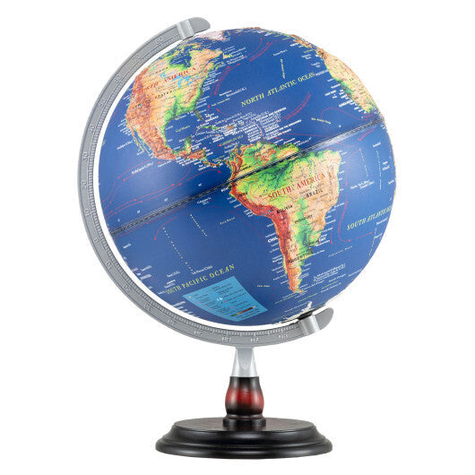 12 Inch Illuminated World Globe Antique Light up Globe Night Lamp-Navy W2B