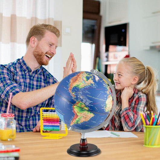 12 Inch Illuminated World Globe Antique Light up Globe Night Lamp-Navy W2B