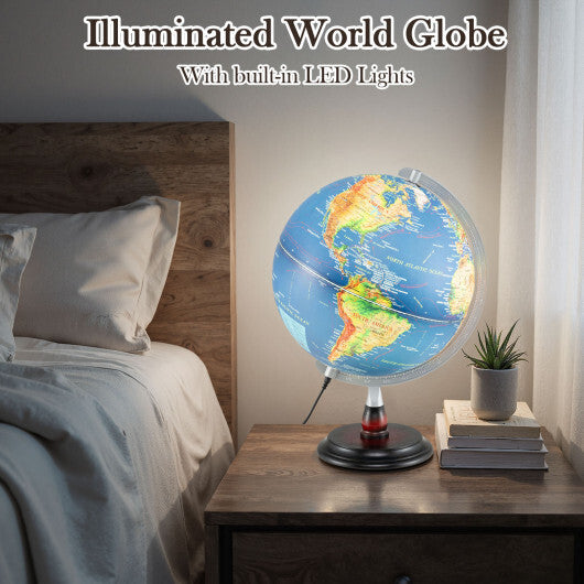12 Inch Illuminated World Globe Antique Light up Globe Night Lamp-Navy W2B
