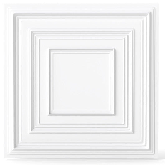 Drop Ceiling Tiles 24" x 24" PVC Ceiling Panels with 3D Decorative Patterns 24-Pack-White W2B