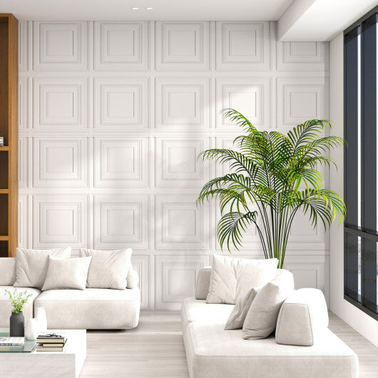 Drop Ceiling Tiles 24" x 24" PVC Ceiling Panels with 3D Decorative Patterns 24-Pack-White W2B