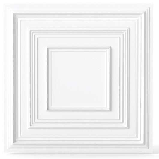 Drop Ceiling Tiles 24" x 24" PVC Ceiling Panels with 3D Decorative Patterns 12-Pack-White W2B