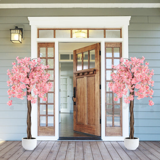 5.5 FT Tall Artificial Cherry Blossom Tree with Pink/White Flowers 2 Pack-Pink W2B