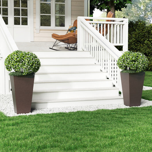Set of 2 Square Taper Planter with Removable Inner Bucket and Optional Drainage Hole-M W2B