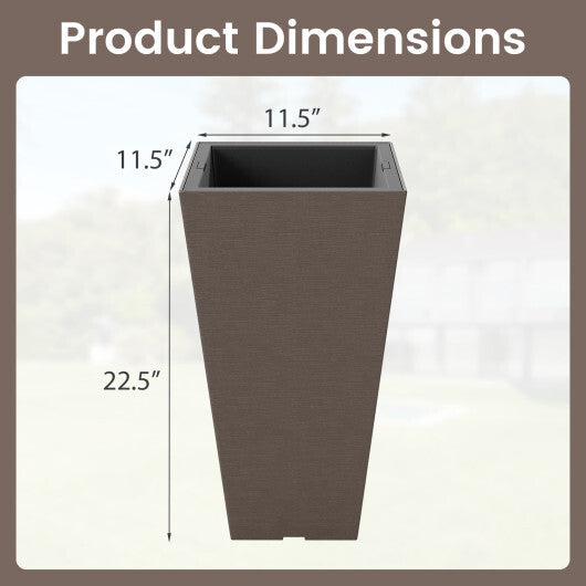 Set of 2 Square Taper Planter with Removable Inner Bucket and Optional Drainage Hole-M W2B