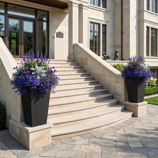 Set of 2 Square Taper Planter with Removable Inner Bucket and Optional Drainage Hole-M W2B