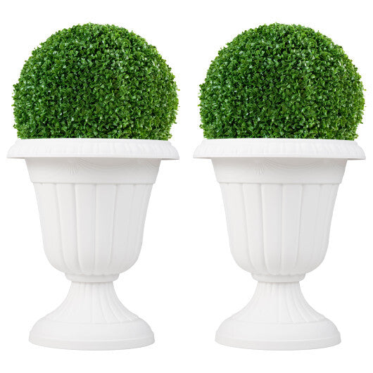 18 inch Tall Vintage Planters Set of 2 with Pedestal Base and Pre-marked Drain Hole-Bronze W2B