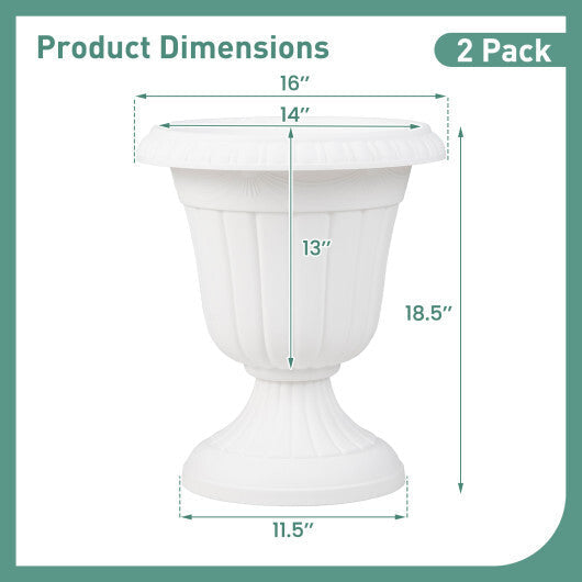 18 inch Tall Vintage Planters Set of 2 with Pedestal Base and Pre-marked Drain Hole-Bronze W2B