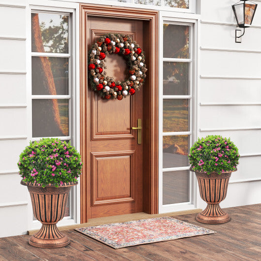 18 inch Tall Vintage Planters Set of 2 with Pedestal Base and Pre-marked Drain Hole-Bronze W2B