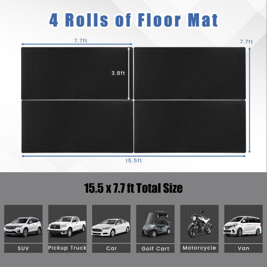 15.5 x 7.7 FT Garage Tool Mats 7 mm Thickened PE Mechanic Pads Pack of 4 W2B