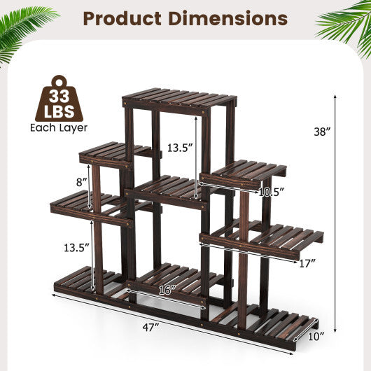 Indoor Outdoor Wood Plant Stand Multi-Tiered Corner Plant Shelf Flowerpot Holder-Brown