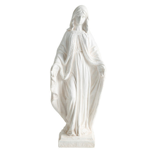 31.5 Inch Virgin Mary Statue with Aged Finish for Yard Patio-White W2B