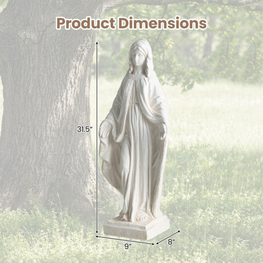 31.5 Inch Virgin Mary Statue with Aged Finish for Yard Patio-White W2B