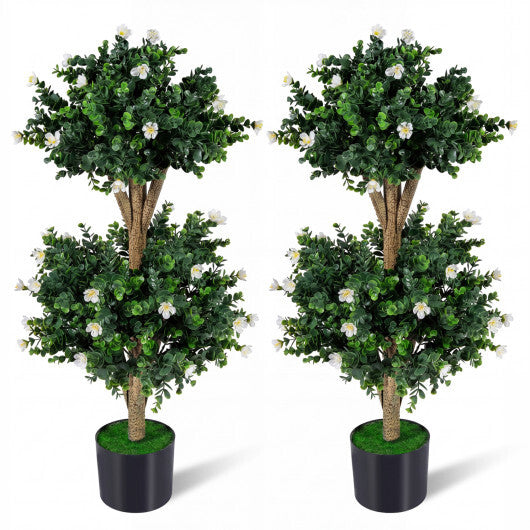 Set of 2 Faux Bush Plant with 41 Blossoms for Home W2B