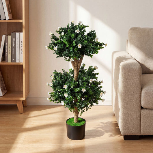 Set of 2 Faux Bush Plant with 41 Blossoms for Home W2B