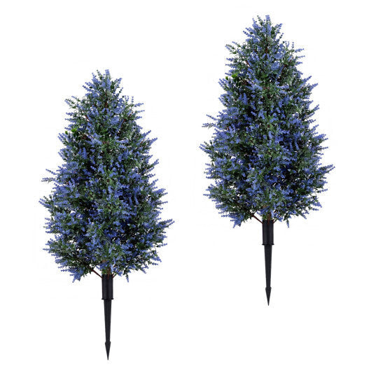 2 Pack 3.3 ft Artificial Lavender Topiary Trees with Ground Spikes for Indoor Outdoor W2B