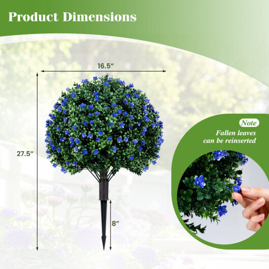 2 Pack Artificial Camellia Boxwood Topiary Ball Trees 27.5 Inches Faux Floral Shrubs W2B