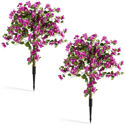 2 Pack Artificial Bougainvillea Trees with Ground Spike and PE Trunks for Porch W2B