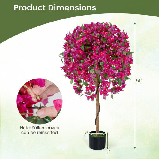 2 Pack Artificial Azalea Trees Faux Floral Plants with Vivid Blooming Flowers W2B