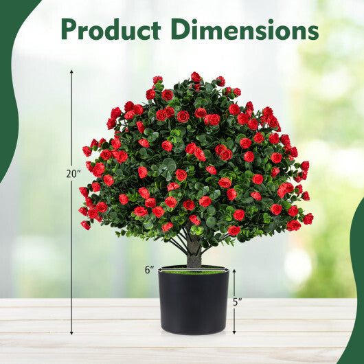 2 Pack Artificial Rose Topiary Ball Trees with PP Cement-Filled Flowerpot for Home W2B