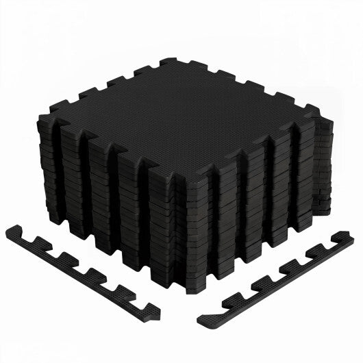 54 Pack EVA Foam Floor Tiles with Non-Slip & Borders for Home Gym-Black W2B