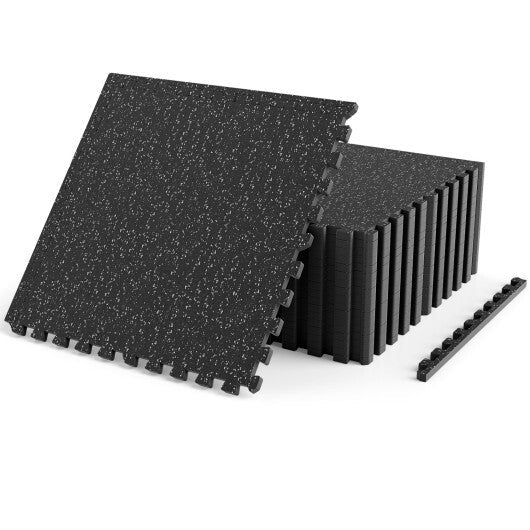 0.39 inch Thick Rubber Top Exercise Mat 70 Sq Ft with Boarders-Gray W2B