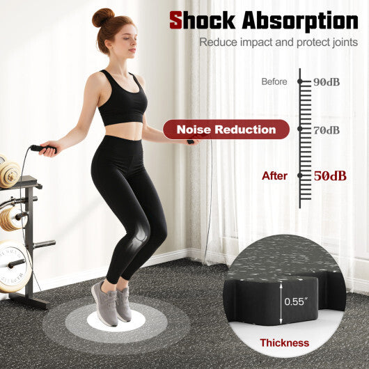 0.55 inch Thick Rubber Top Exercise Mat 70 Sq Ft with Boarders-Black W2B