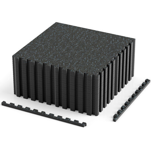 0.55 inch Thick Rubber Top Exercise Mat 70 Sq Ft with Boarders-Black W2B