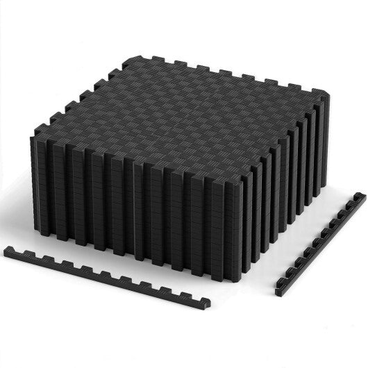 18 PCS Puzzle Exercise Mat EVA Foam Interlocking Floor Tiles-Black W2B