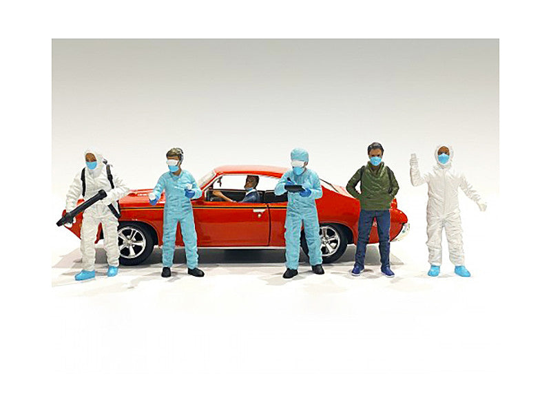 Hazmat Crew 6 piece Figurine Set for 1/24 Scale Models by American Diorama American Diorama