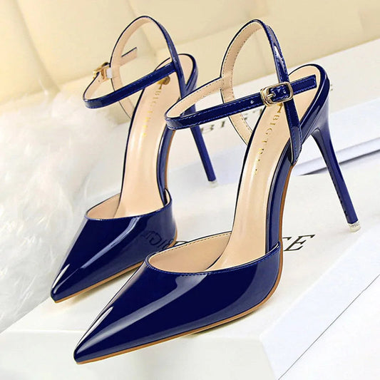 BIGTREE Shoes Fashion High Heels Shoes Patent Leather Woman Pumps Sexy Women Heels Blue Sliver Stiletto Heels Women Sandals 2026 Pi-Mart