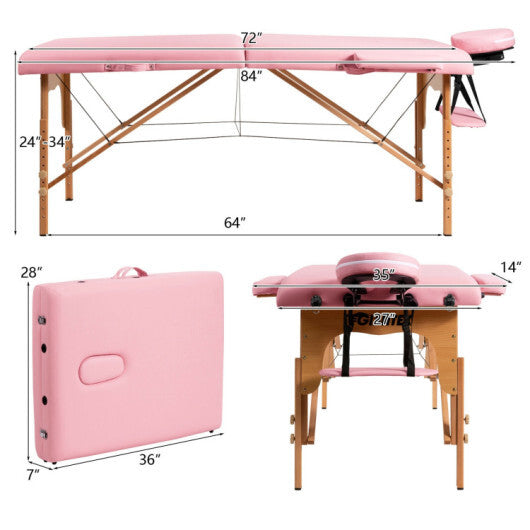 Height Adjustable Facial Spa Bed with Carry Case W2B