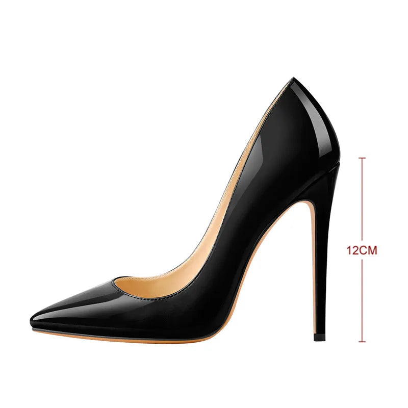 Onlymaker Women Pumps Pointed Toe Slip-On Thin Heels Patent Leather Party Wedding Office Lady Big Size Shoes Pi-Mart