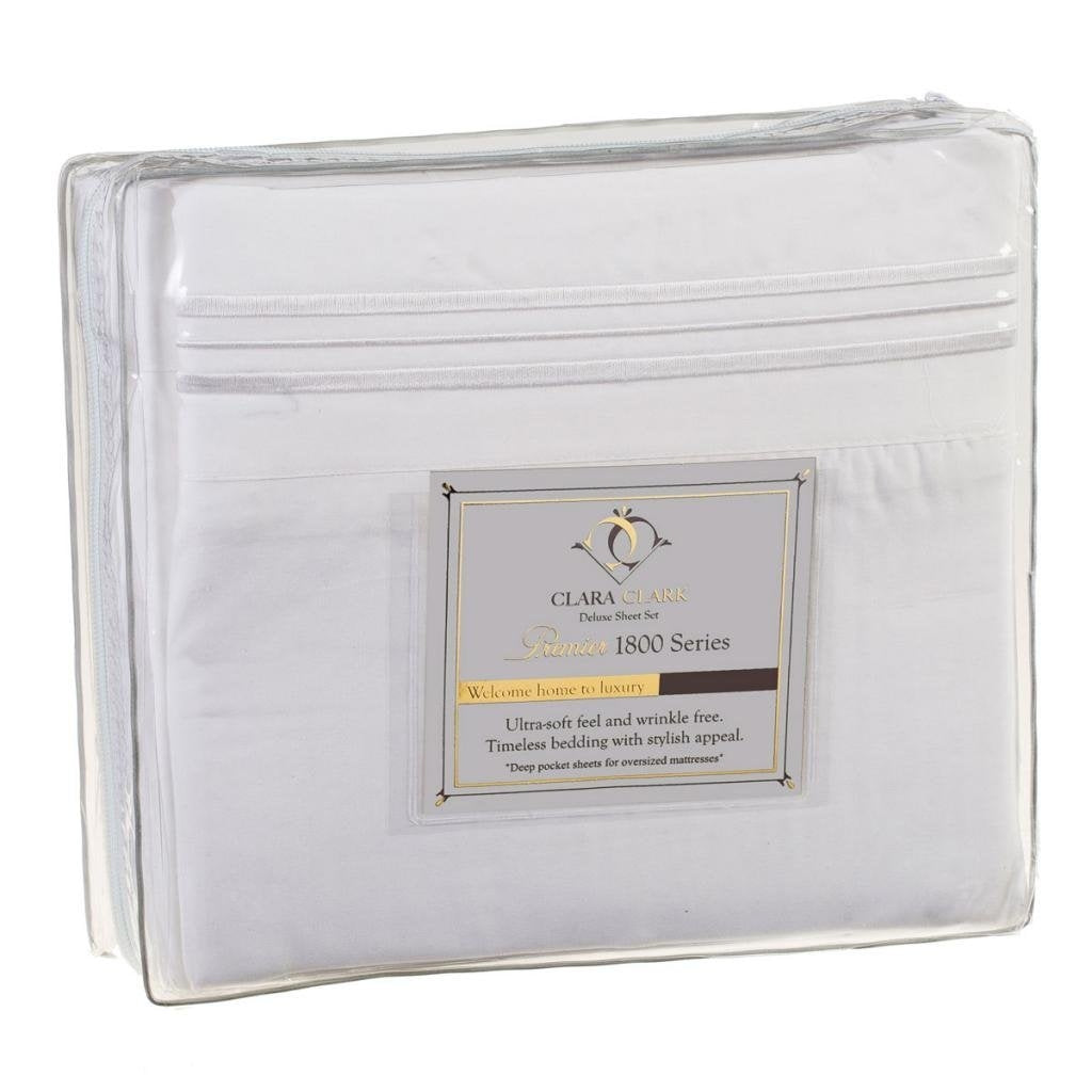 Queen size 4 Piece Sheet Set in White Microfiber FastFurnishings