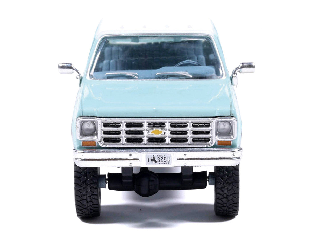 1978 Chevrolet Silverado K30 Crew Cab Pickup Truck Light Blue and White with Blue Interior 1/64 Diecast Model by IXO Models IXO